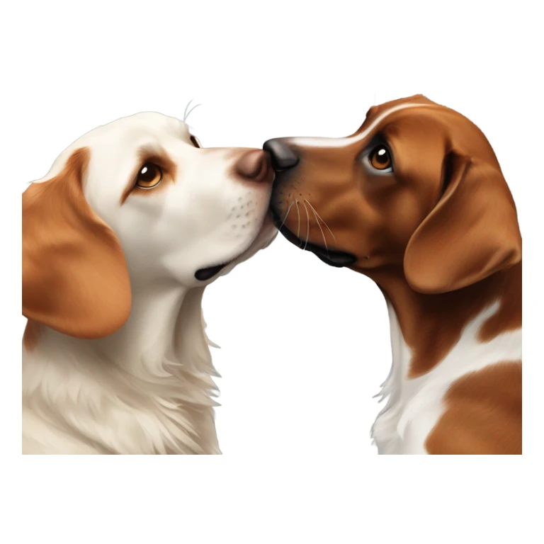 Black lab and Brittney spaniel kissing  sticker