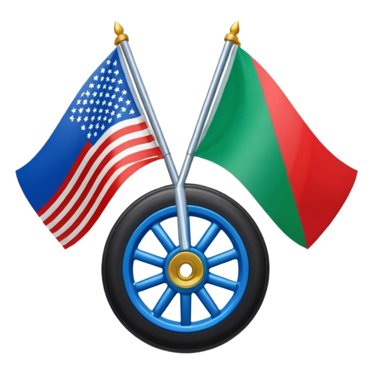 Emoji drapeau moitié à la verticale bleu en haut vert en bas avec une roue rouge au millieu  roue en plein millieu du drapeau bleu à la. Moitié de en heut et vert à la moitié de en bas sticker