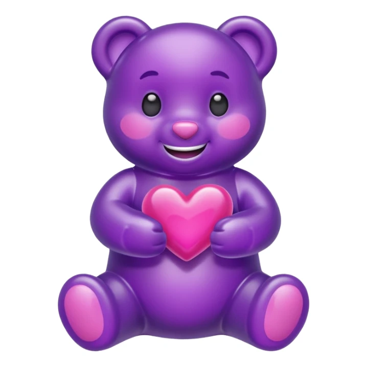 Gummy beart morado agarrando un corazón rosa cute sticker