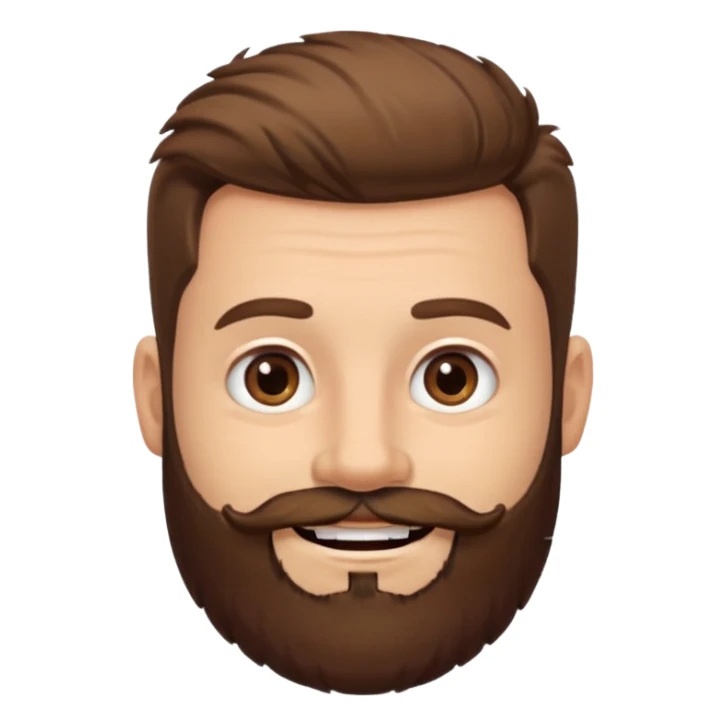 man, stubby hair, brown eyes, full beard, smiling sticker