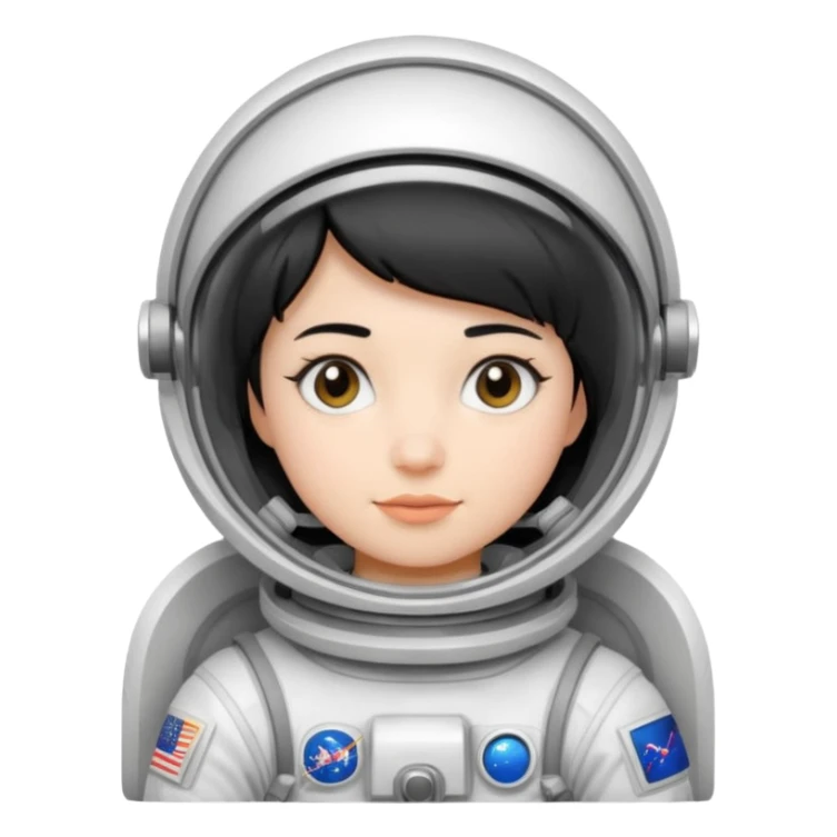 Young, female, astronaut suit, short black hair, white skin
 sticker