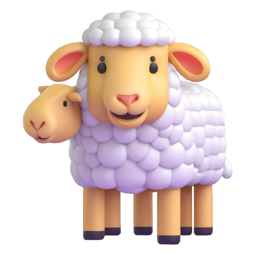 Minecraft sheep made out of square blocks, looks exactly like in the game sticker