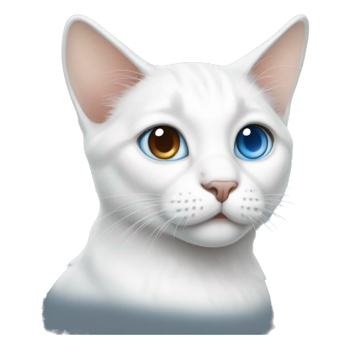 White cat with brown spots blue eyes and big ears sticker