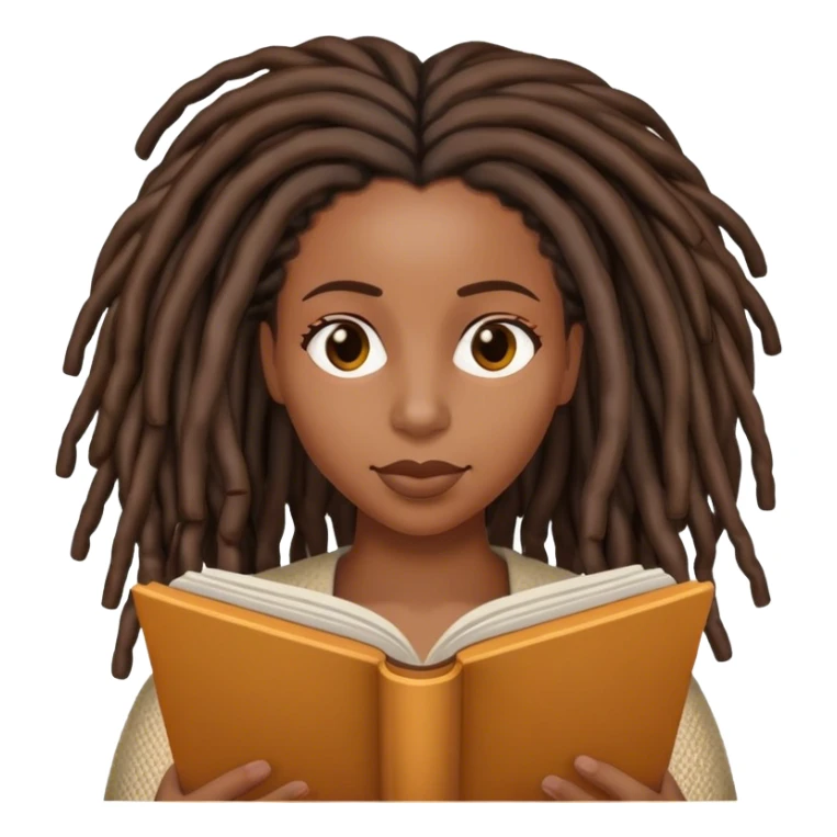 Black woman with locs reading  sticker