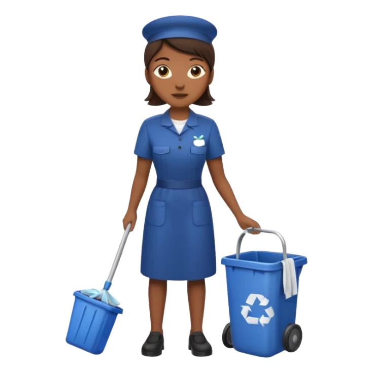 full body housekeeper taking out the trash sticker