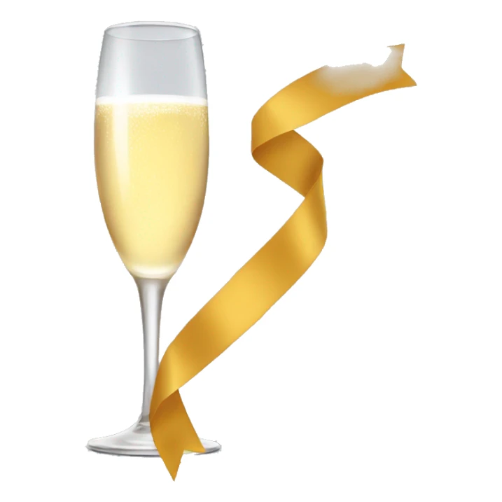 A glass of champagne with a ribbon sticker