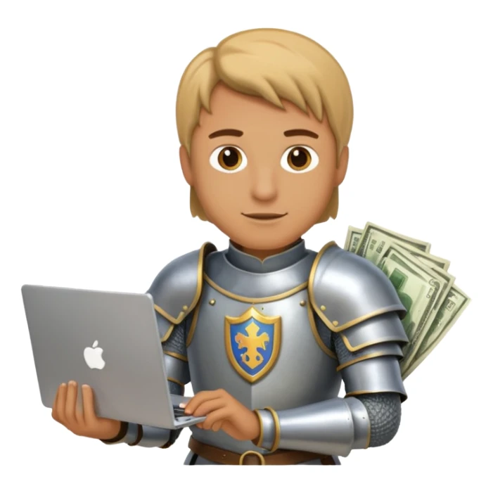 Knight with laptop and money sticker