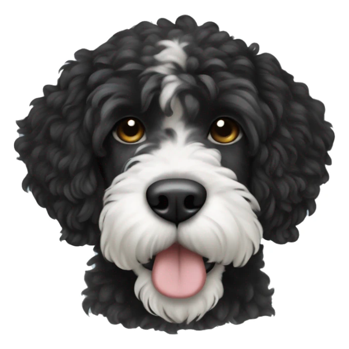 black with white tiny spot on head portuguese water dog sticker