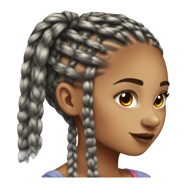 box braids on light skinned girl head sticker