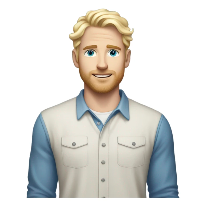 full body standing light curl blonde 30yo man blue eyed pale skin sticker