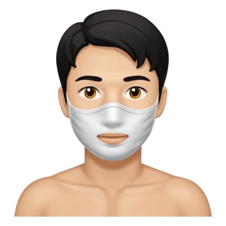 black hair man with white clay face mask on sticker