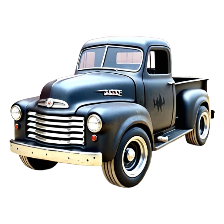 1:10 off-road lcg smoking rusting Basher style “Sandford and Son Salvage” 1954 blackened tarnished hotrod rat rod streamlined anime International zombie extended cab rc bulging pickup (extra wide low-profile pin tires chrome wheels with fenders) sticker