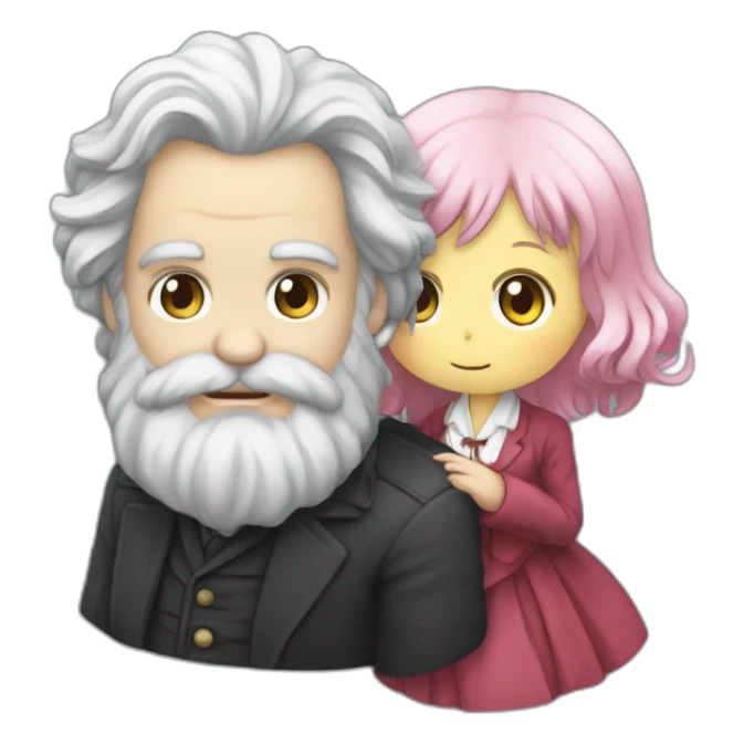 Karl marx holding anime madoka girl sticker