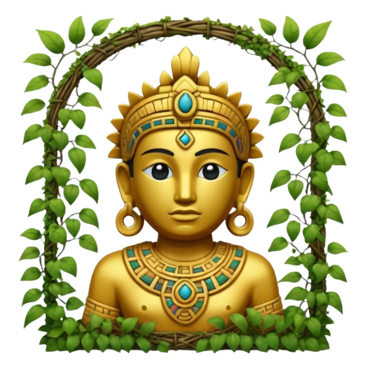 Golden ruined mayan Statue in Jungle sticker