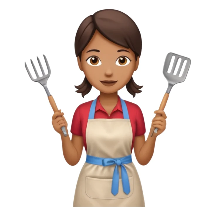 woman grilling bbq with grill and apron sticker
