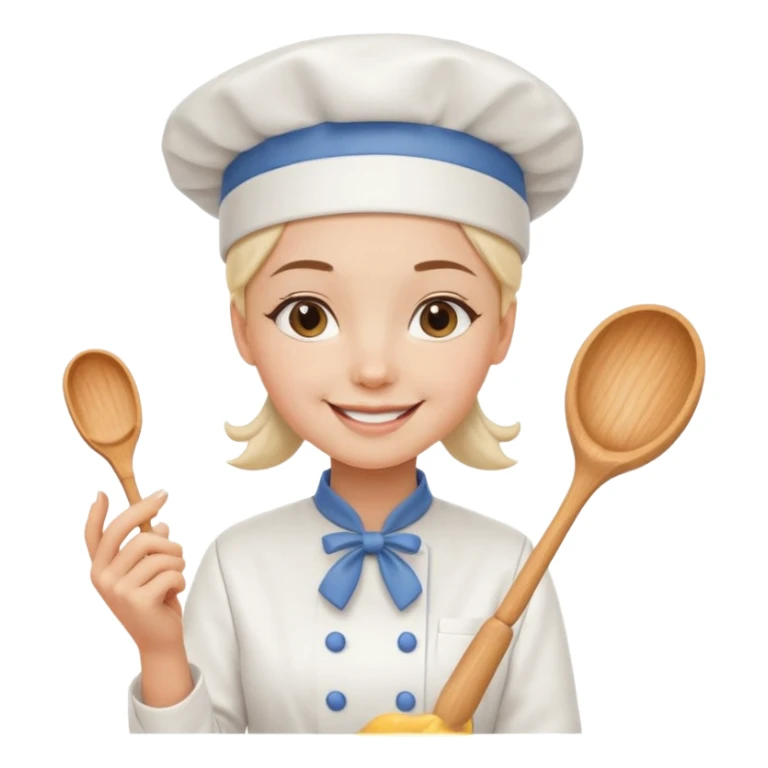 Young female baker – wearing white chef hat, holding a piping bag with cream

 sticker