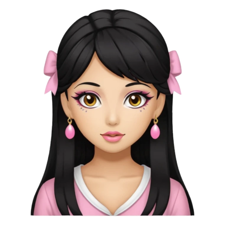 Gyaru girl black hair sticker