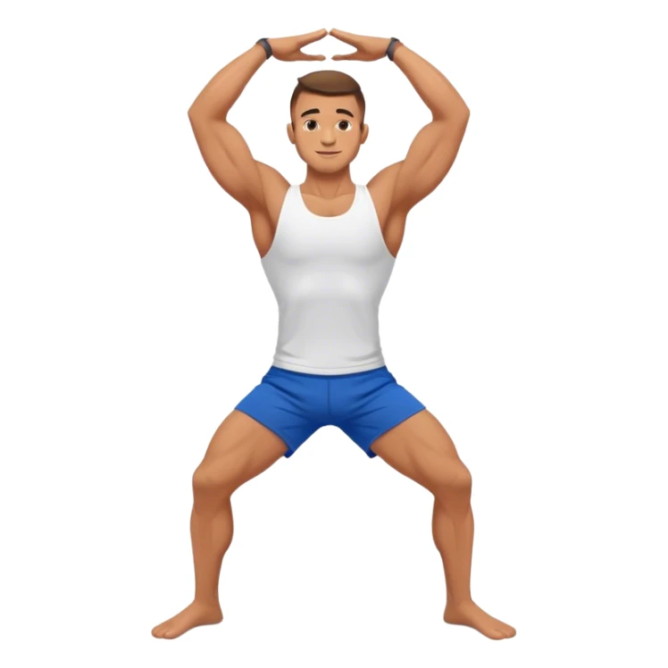 jacked man blue shorts Vrksasana-pose yoga sticker