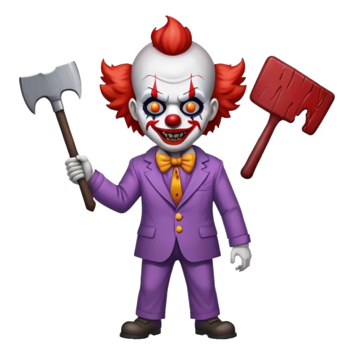 demonic clown wearing a leisure suit with accessories sticker