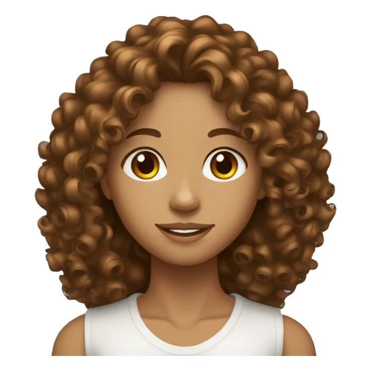 brown long curly hair with brown eyes  sticker