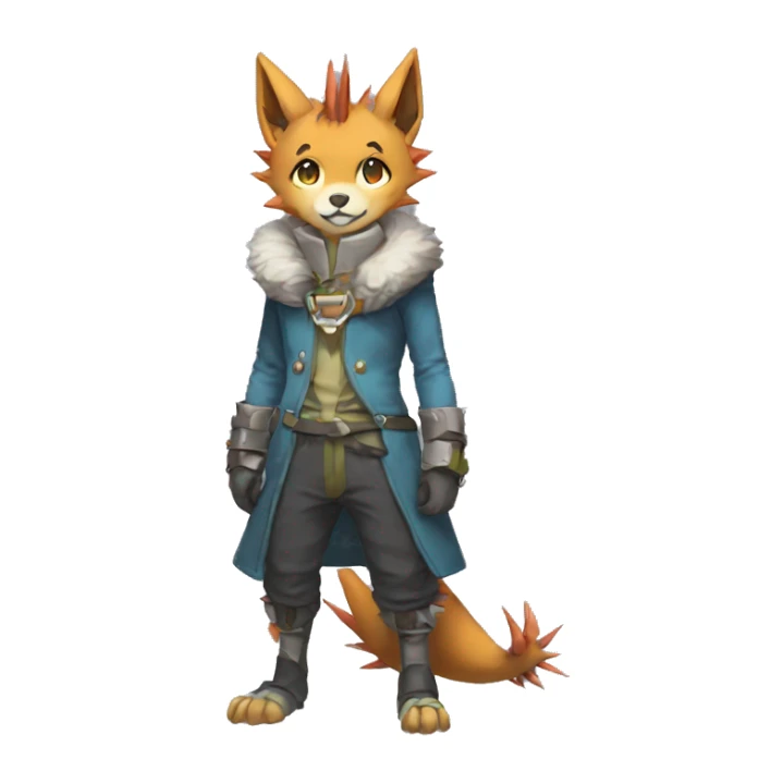 Anthro Sona Fakemon with a spiked collar Full Body sticker