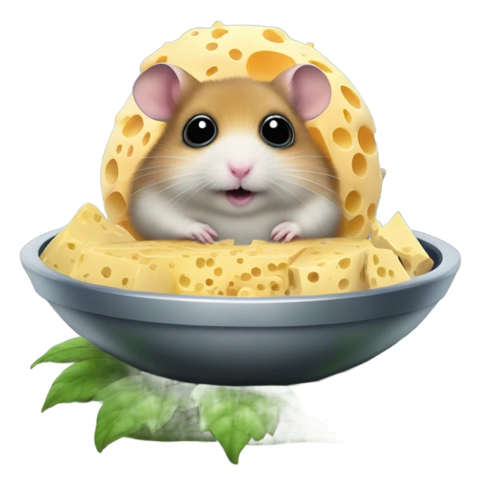 alien hamster cult with cheese and weed on ufo sticker