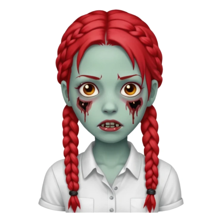 zombie girl with red braids and white shirt sticker