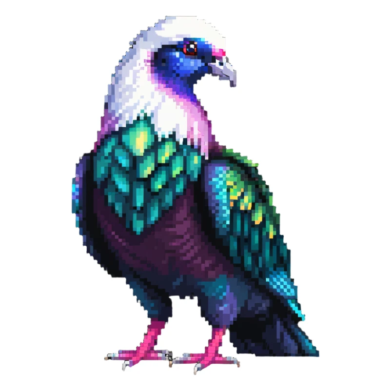 Nicobar pigeon with iridescent plumage and white tail sticker
