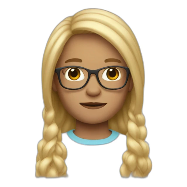 boy with blond long hairs and lenses in memoji style sticker