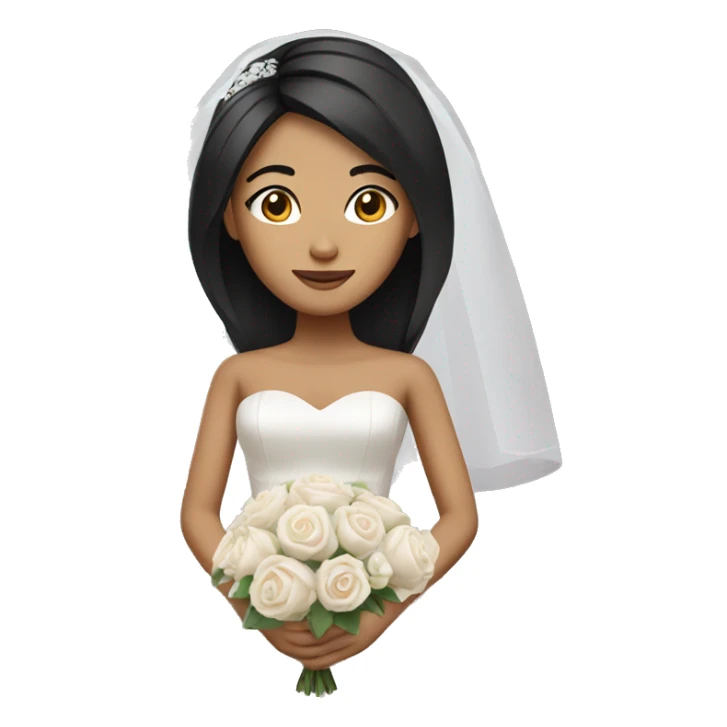  bride with brown skin  asian face and black straight  hair sticker