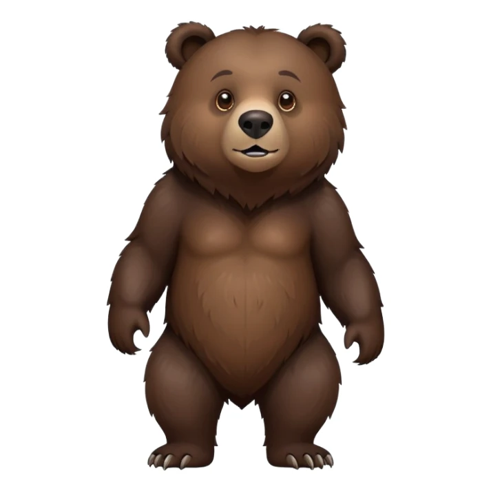 Dark brown grizzly bear on four legs with natural fur texture, minimalist design, very dark brown coloration sticker