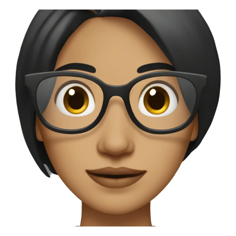 Woman with black hair and brown on the bottom with clear glasses sticker