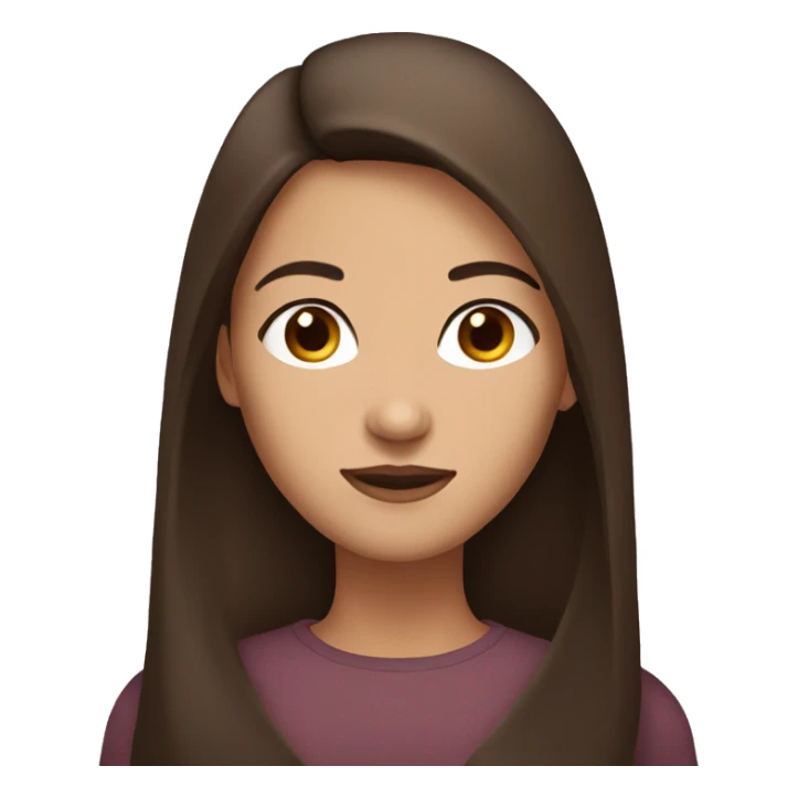 Brunette woman, with long, straight brown hair, with brown eyes sticker