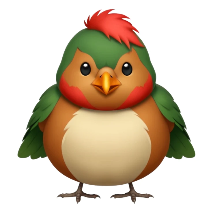 a cute and simple cartoon of a fat robin bird that has a green hood sticker