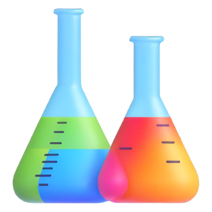 laboratory flask with colorful chemicals sticker