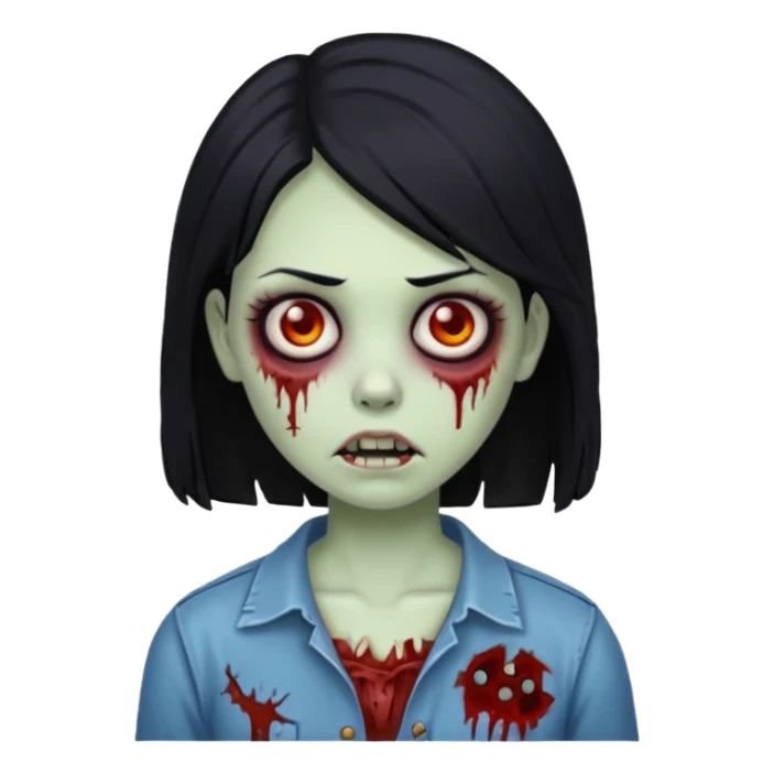 zombie girl with black hair sticker