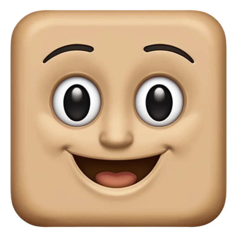 make a brown wall with 2 black eyes and a smile sticker