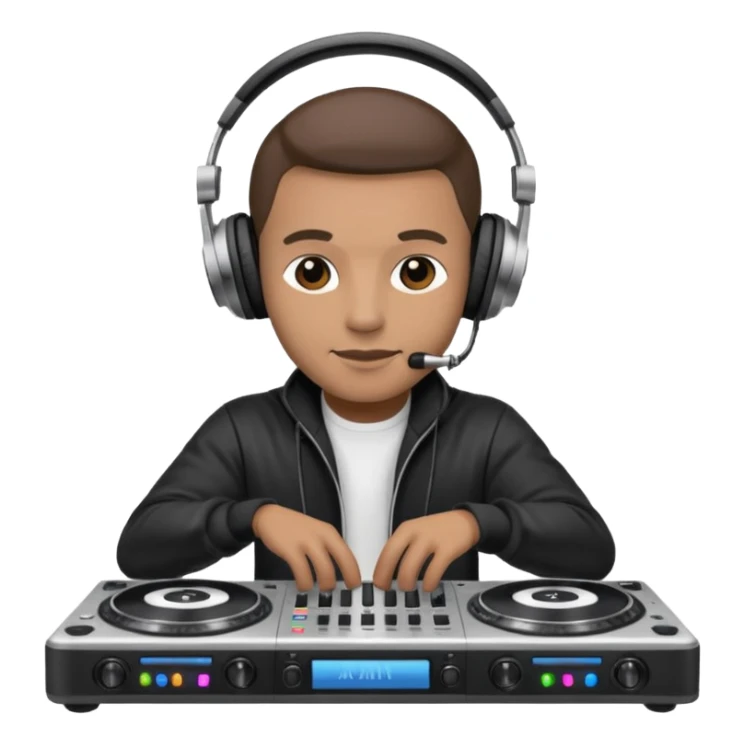 Dj playing music on his dj stand (ios emoji style) sticker