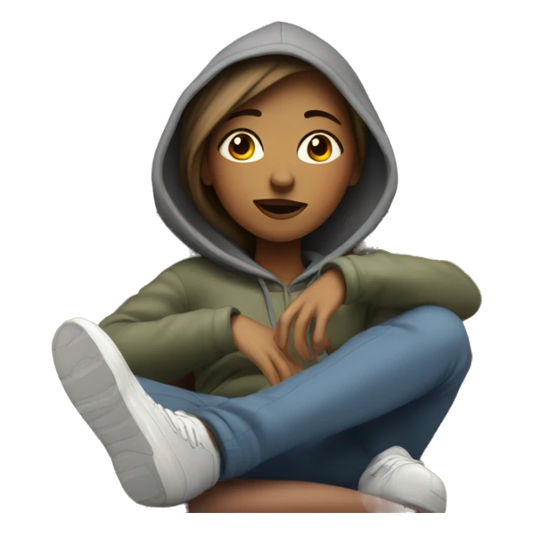 Girl wearing hoodie and chilling at the sofa sticker