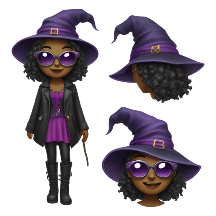 a girly witch wearing cool sunglasses sticker