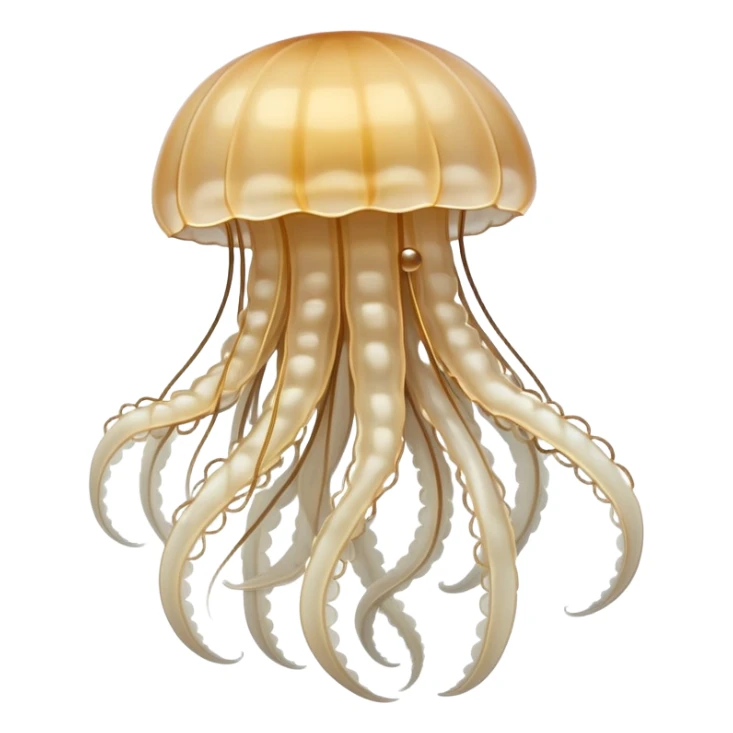 white beige jellyfish with translucent body and flowing tentacles sticker