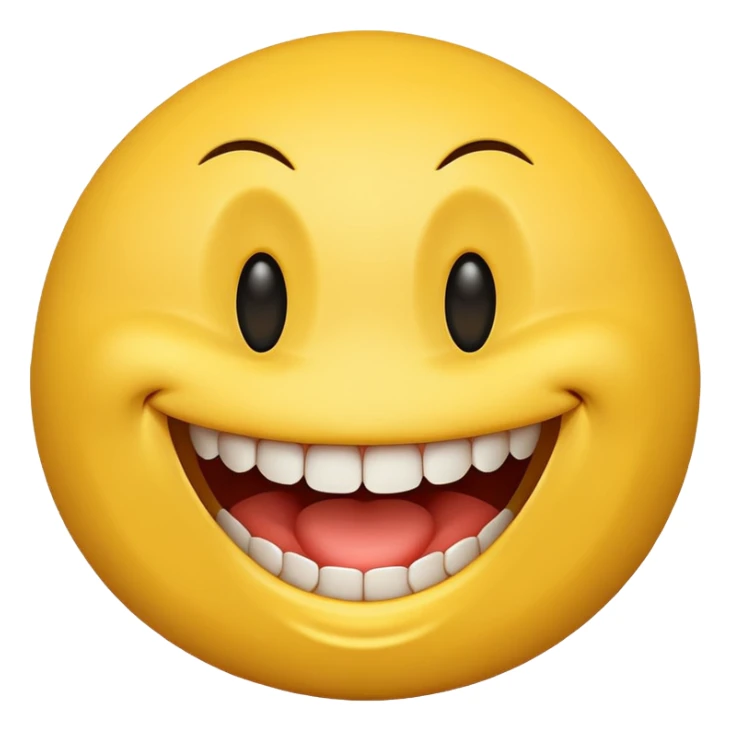 a yellow  smiley face with very big teeth like the trivago guy sticker