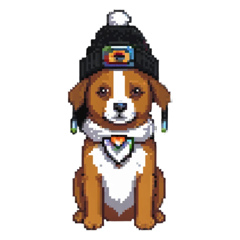 dog with penguin hat sticker