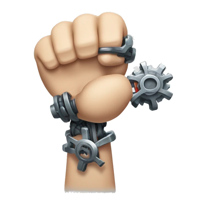 Cyborg arm only flexing bicep and forearm with gears and shocks sticker