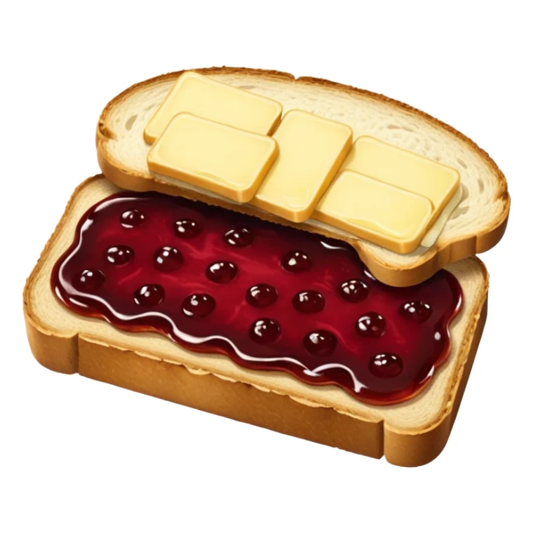 make a 2 slice of bread with butter and jam on top of it with not face sticker