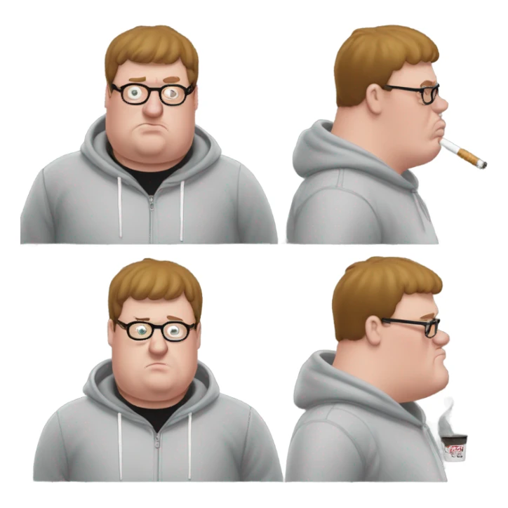 peter griffin smoking a cigarette and wearing a balenciaga hoodie sticker