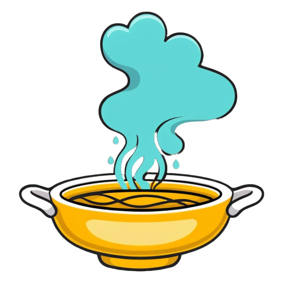 gourmet dish with steam and aroma waves sticker