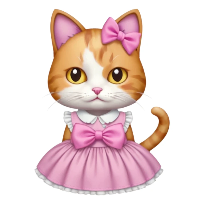 Cat with a dress and pink bow sticker