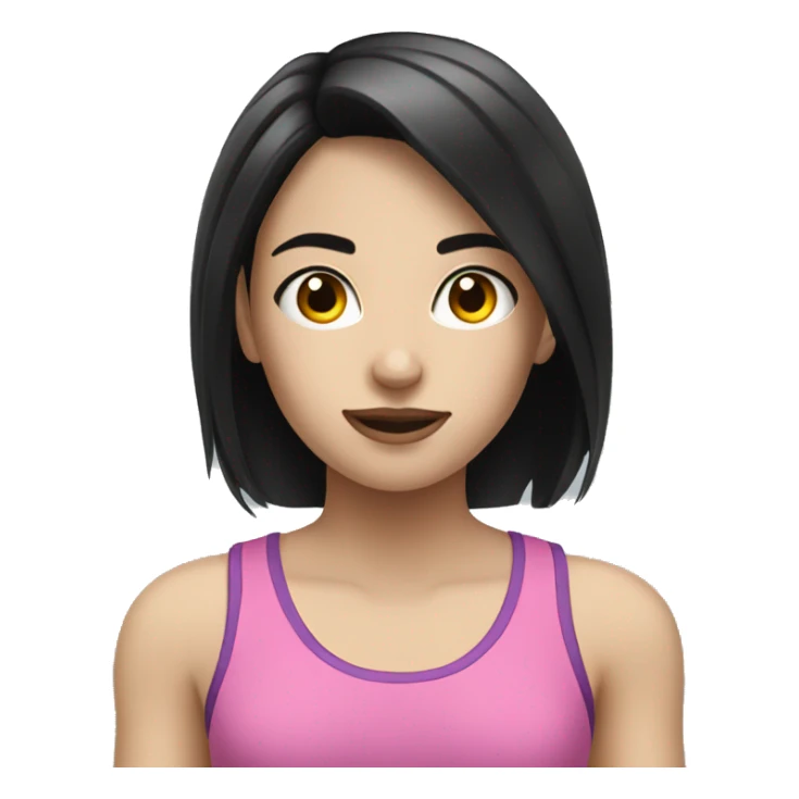 Pale girl black hair doing training sticker