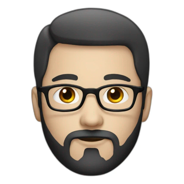 white man with round glasses and black straight short hair and short blackbeard sticker